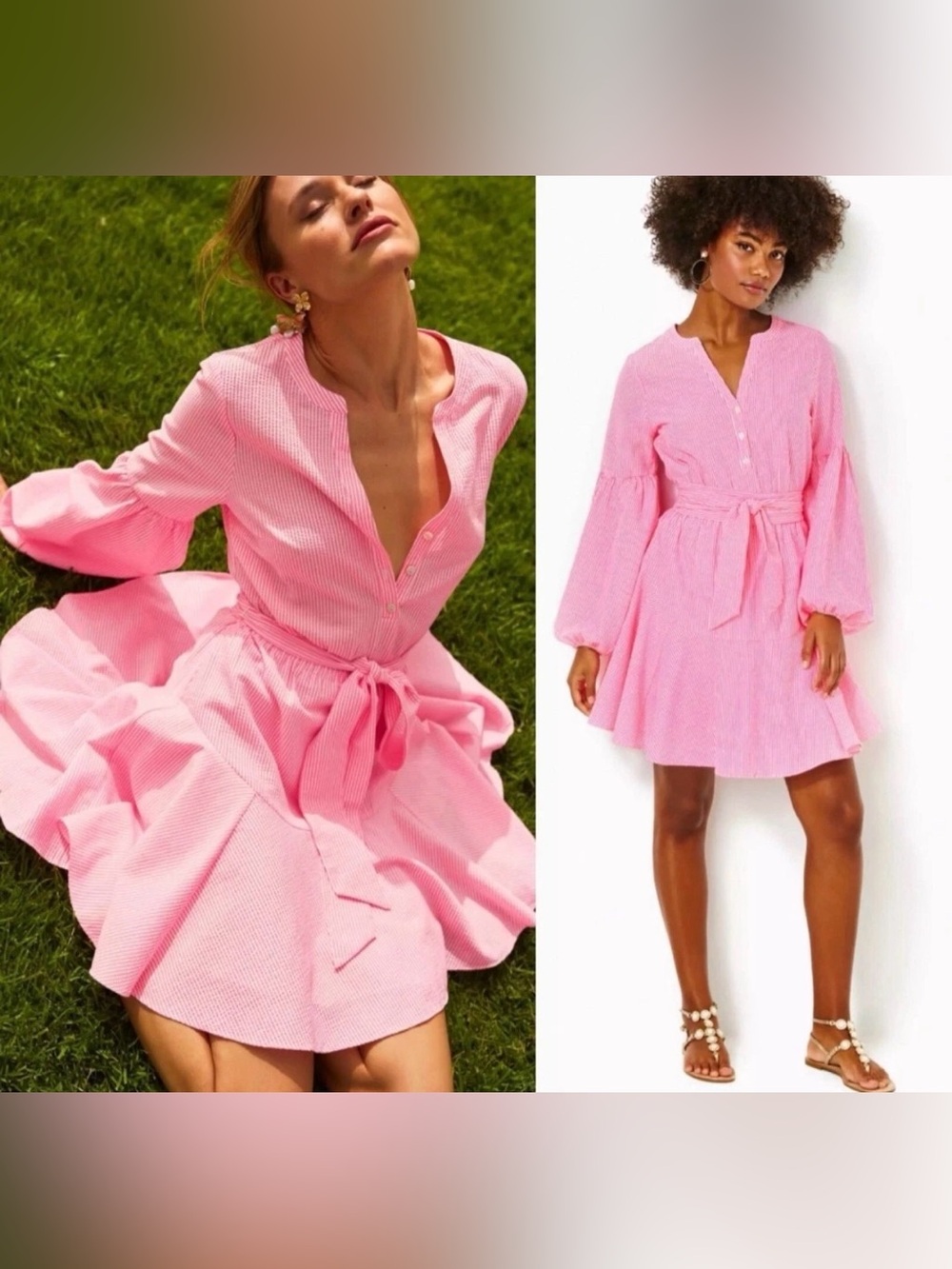 Lilly Pulitzer Carla long-sleeve striped dress in Roxie Pink Harbor Stripe